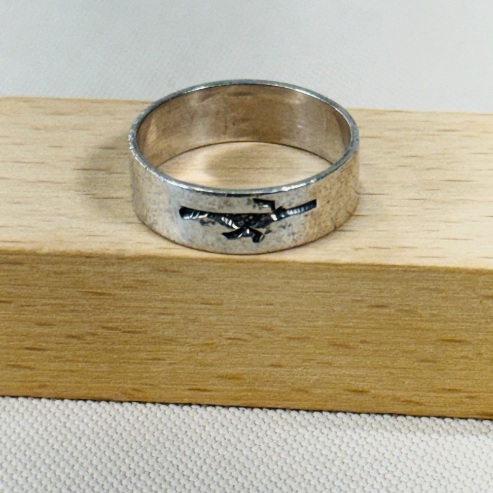 Sterling Silver Roadrunner Etched Band Ring Size 6.5 Southwest